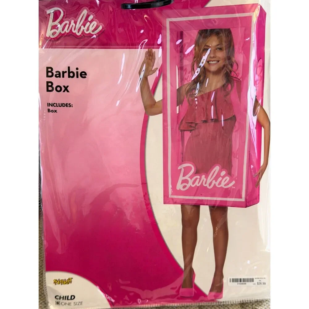Spirit Halloween Kids Barbie Box Costume One Size Complete Poles Official